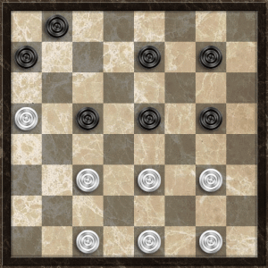 Средняя стадия игровой партии в шашки